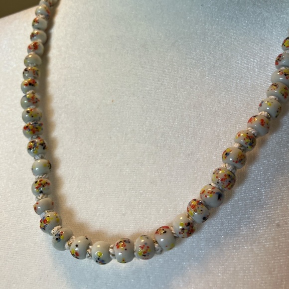 Vtg Handmade Multicolor Art Glass Bead Necklace 22” Bohemian Boho Coastal 70s - Picture 3 of 5